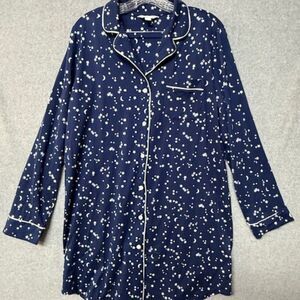 Charter Club Navy and White Star Soft Pajama Sleep Shirt Size L